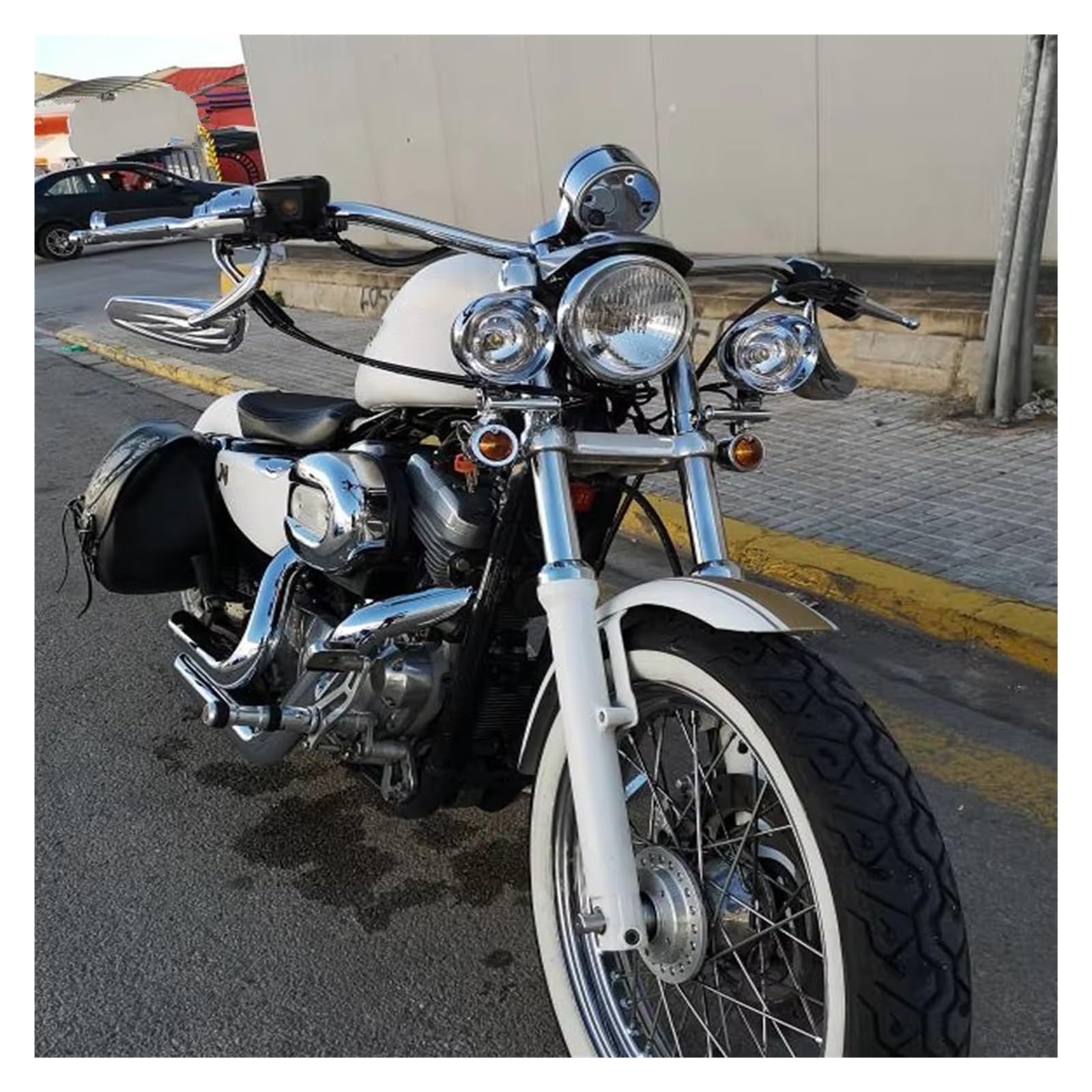 Phare Avant Moto Phare Additionnel Chromé Universel Moto pour Triumph pour Cafe pour Racer 1 Jeu avec Clignotants Feu Position Auxiliaire LED Phares Avant