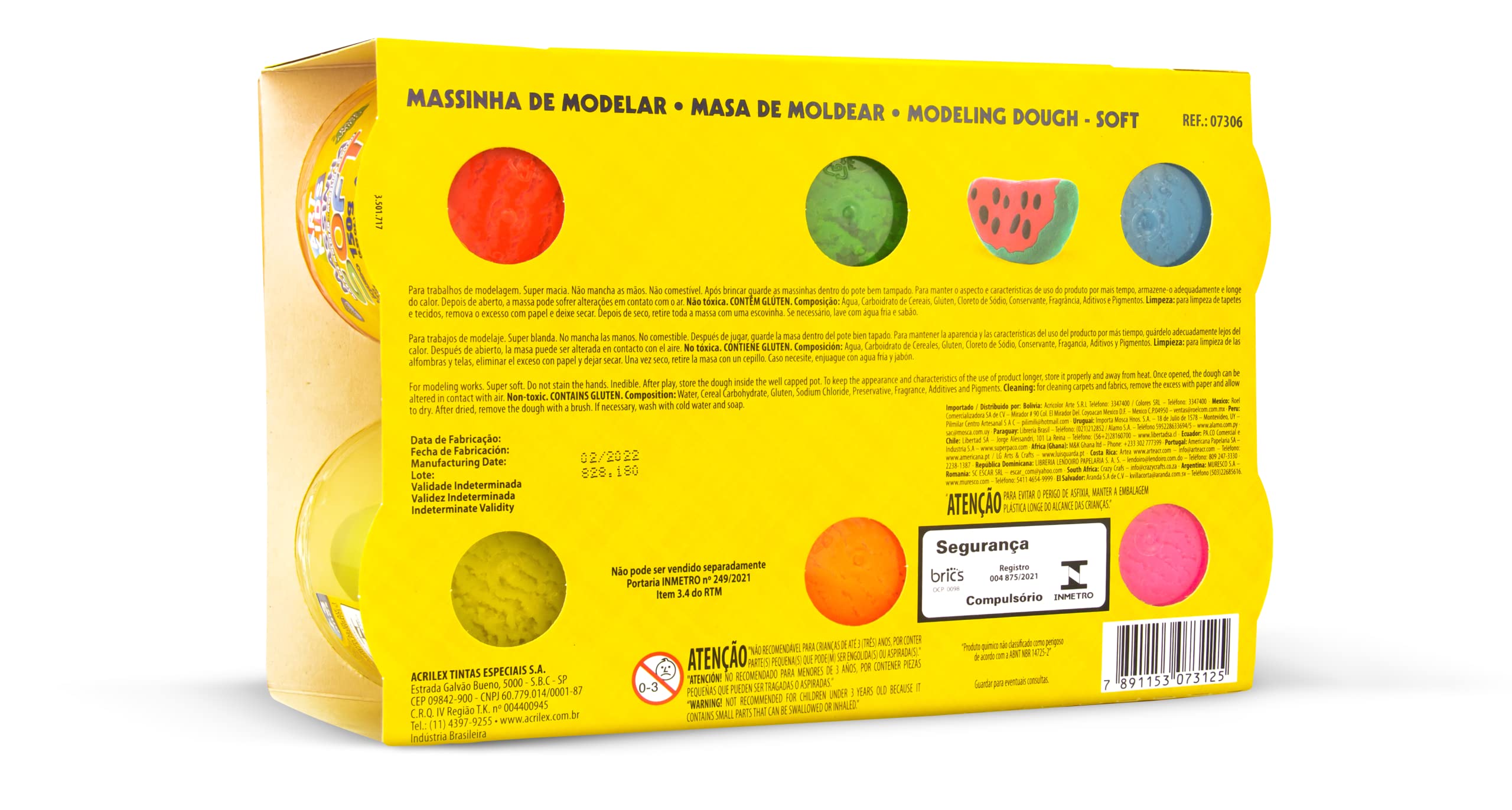 Massinha Modelar Soft com 6 Potes Acrilex