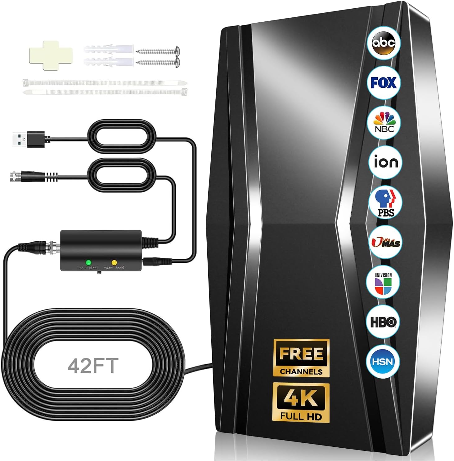 TV Antenna Indoor with Amplifier 4K/8K 42ft Cable