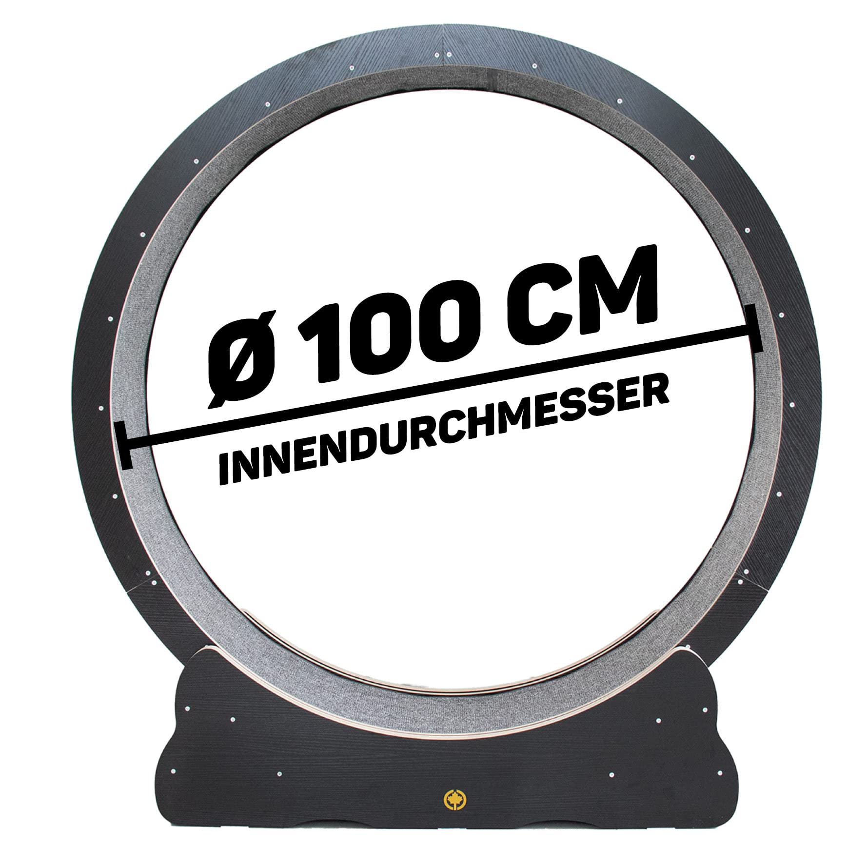 CanadianCat Company | Katzenlaufrad aus Holz - CatInMotion - Spiel- & Traininggerät für Katzen | Bausatz Schwarz - L Ø100cm | 110 x 36,5 x 115 cm