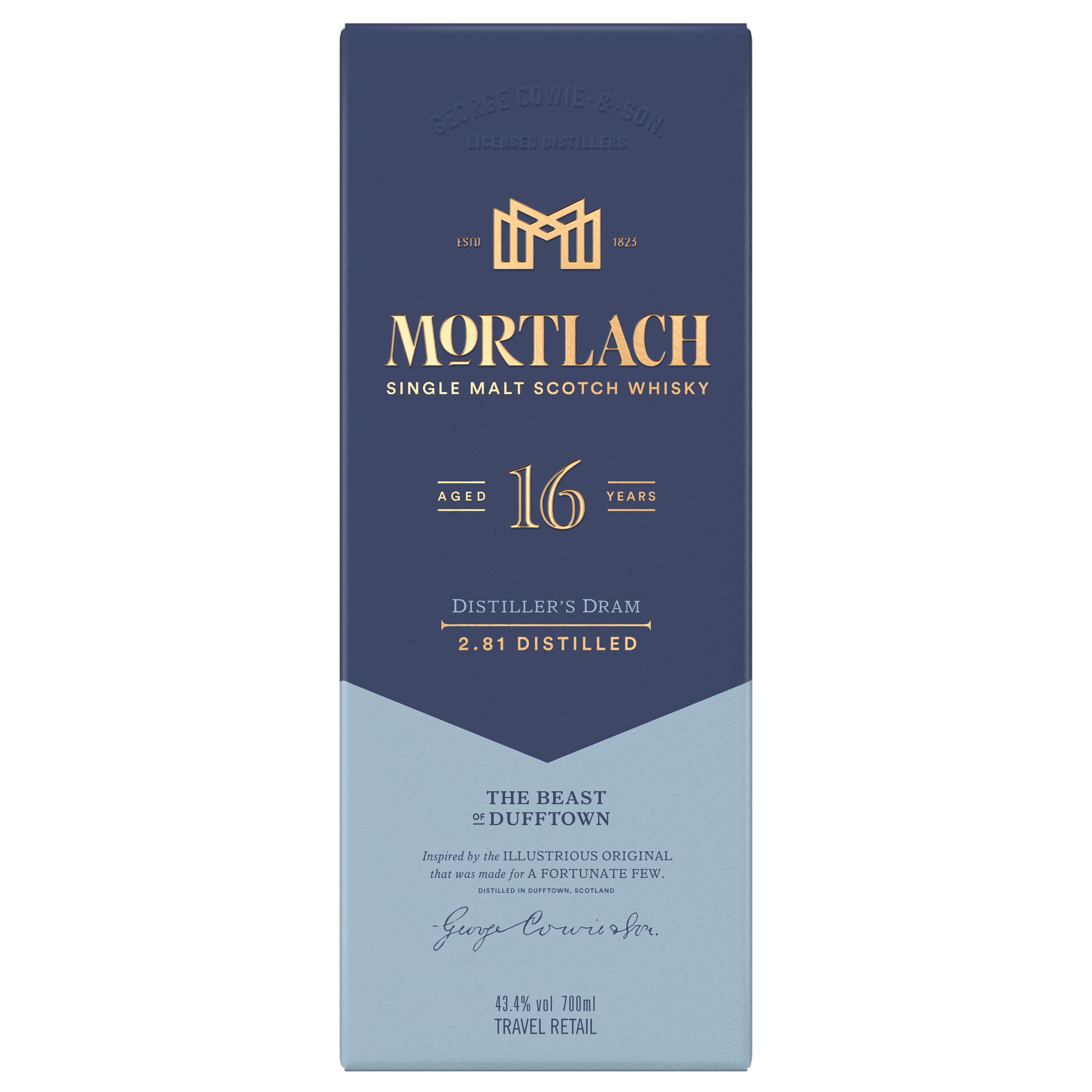 Mortlach 16 Jahre, Single Malt Scotch Whisky, Aromatischer, handgefertigt in der schottischen Speyside, 43,4% vol, 700ml Einzelflasche |