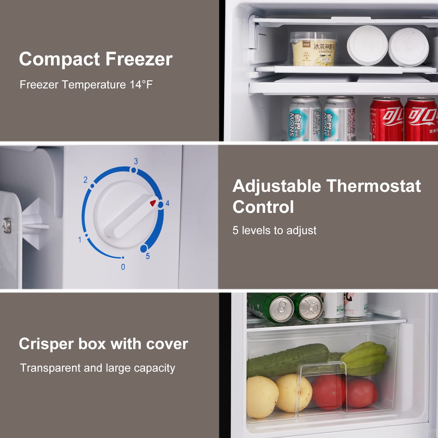 Frigo Sotto Piano 85L, Mini Frigo, Piccolo Frigorifero, Posa Libera, Raffreddamento Diretto, Porta Reversibile, Sbrinamento, Regolazione della Temperatura Regolabile, Illuminazione a LED (Black