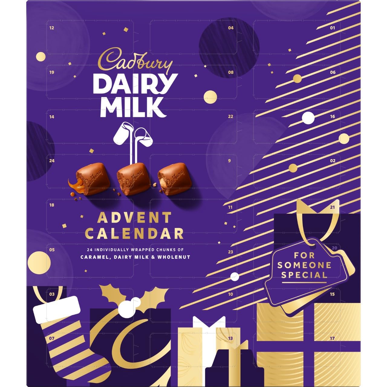 Cadbury Dairy Milk Chunks Advent Calendar, Christmas Chocolate Treats, Perfect for your Christmas Countdown, 258 g (Pack of 1)