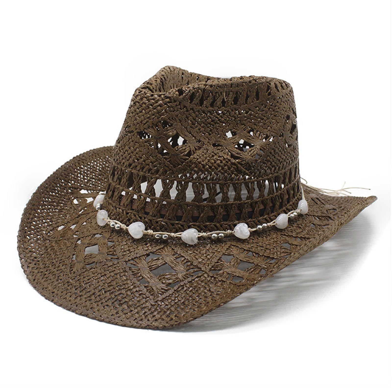 Generisch Sombrero de vaquero occidental para niñas, mujeres, hombres, verano, sombrero de paja moldeable, sombrero para el sol ahuecado, sombrero para el sol para niños rojo