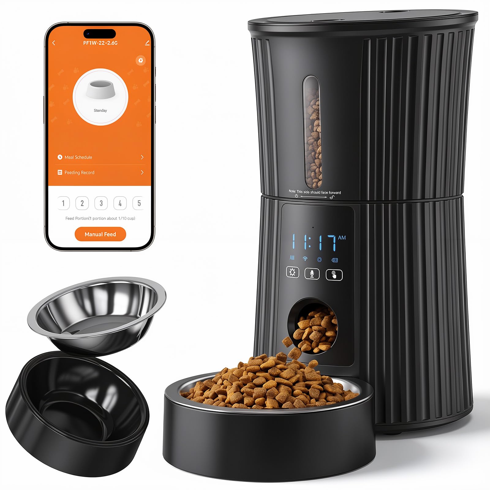 NEWBULIG Automatic Cat Feeder 2.4G WiFi Timed 4L Small Dog Food