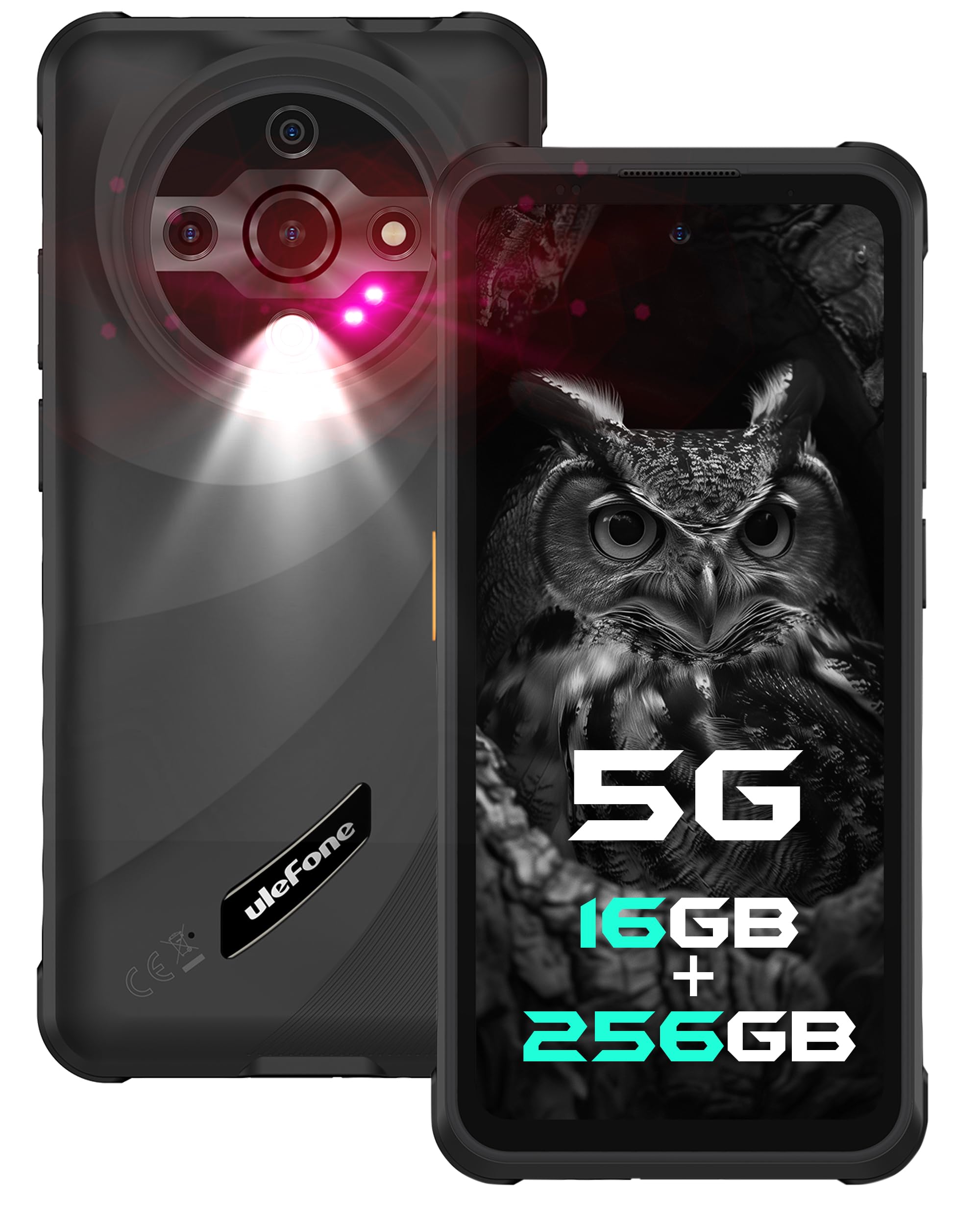 UlefoneArmor X31 Pro 5G Rugged Phone, MTK Dimensity 6300 5G, 16GB+256GB, Android 14, 6.56” 120Hz, 64MP Main Cam., 25MP Night Vision Cam., 6050mAh, NFC/IR Blaster/GPS - Black