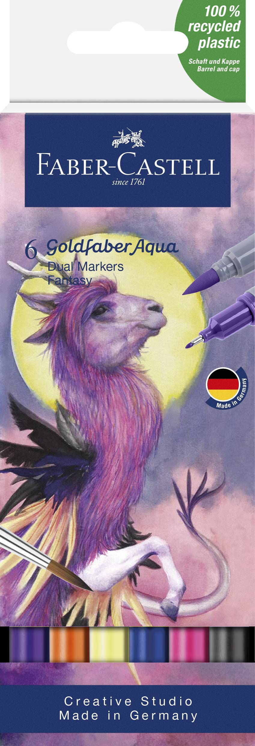 Faber-Castell Creative Studio Goldfaber Aqua Dual Marker, Fantasy, Wallet Of 4, For Art, Craft, Drawing, Sketching, Home, School, University, Colouring