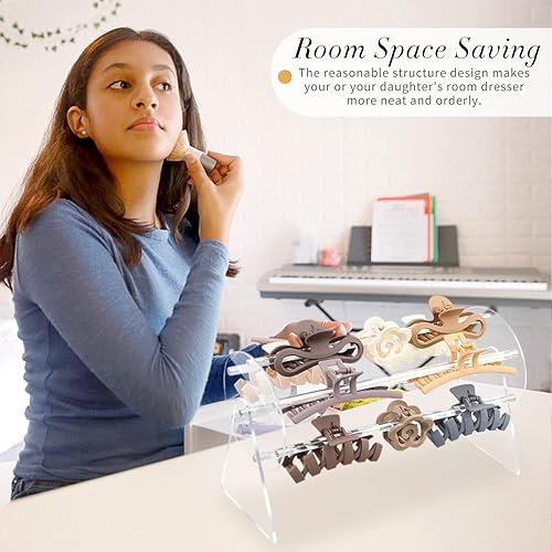 Miniatura 4 de Soporte organizador de clip de garra de acrílico, soporte giratorio de 360 grados y almacenamiento, organizador de clips para el cabello, soporte