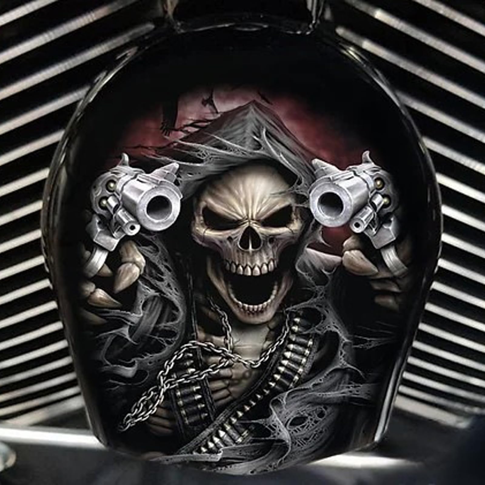 Motorcycle Cowbell Horn Cover, Harley Custom Skull Cowbell Horn Cover,  Halloween Motorcycle Reaper Decoration - Gothic Death, image size:1600x1600
