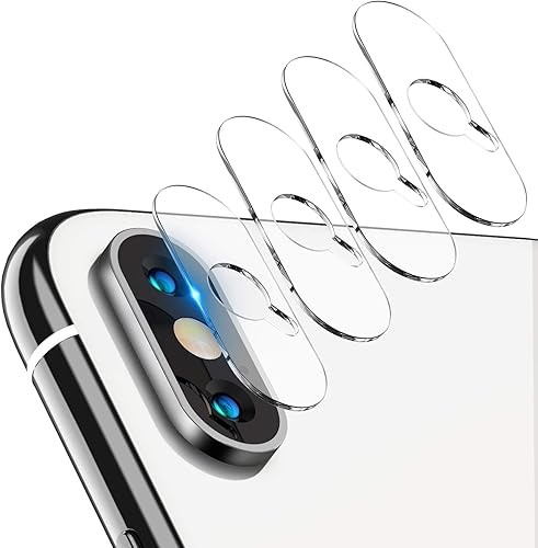Tensea [Paquete de 4] Protector de lente de cámara trasera para Apple iPhone Xs Max, Xs y X, protector de pantalla de vidrio templado, antiarañazos,