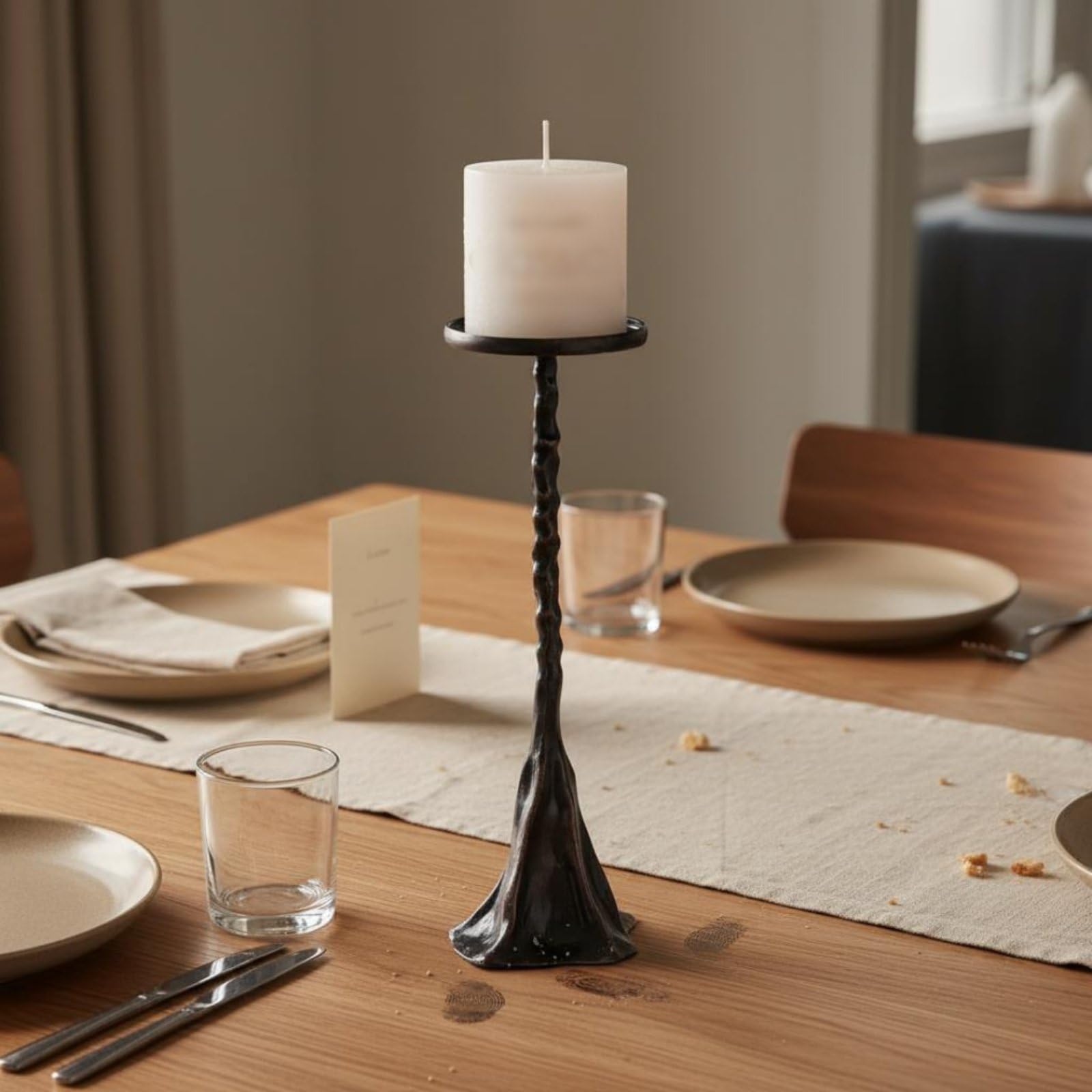 2 Stück silberner Kerzenhalter Luxus-Optik Vintage-kerzenständer romantische atmosphäre Metall-kerzenständer für Wohnzimmer, tischdeko, Silber