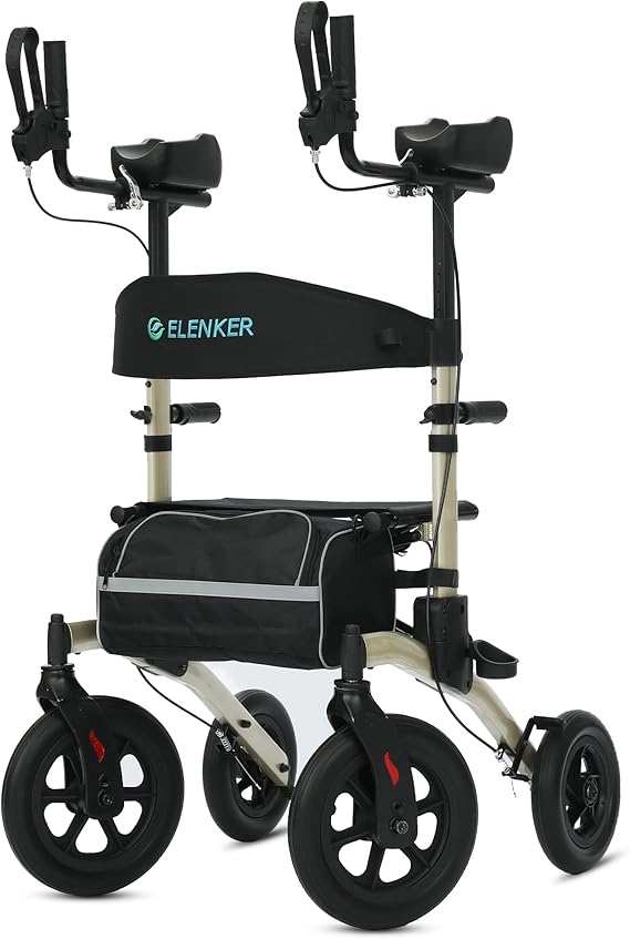 ELENKER AllTerrain Upright Rollator Walker, Stand up