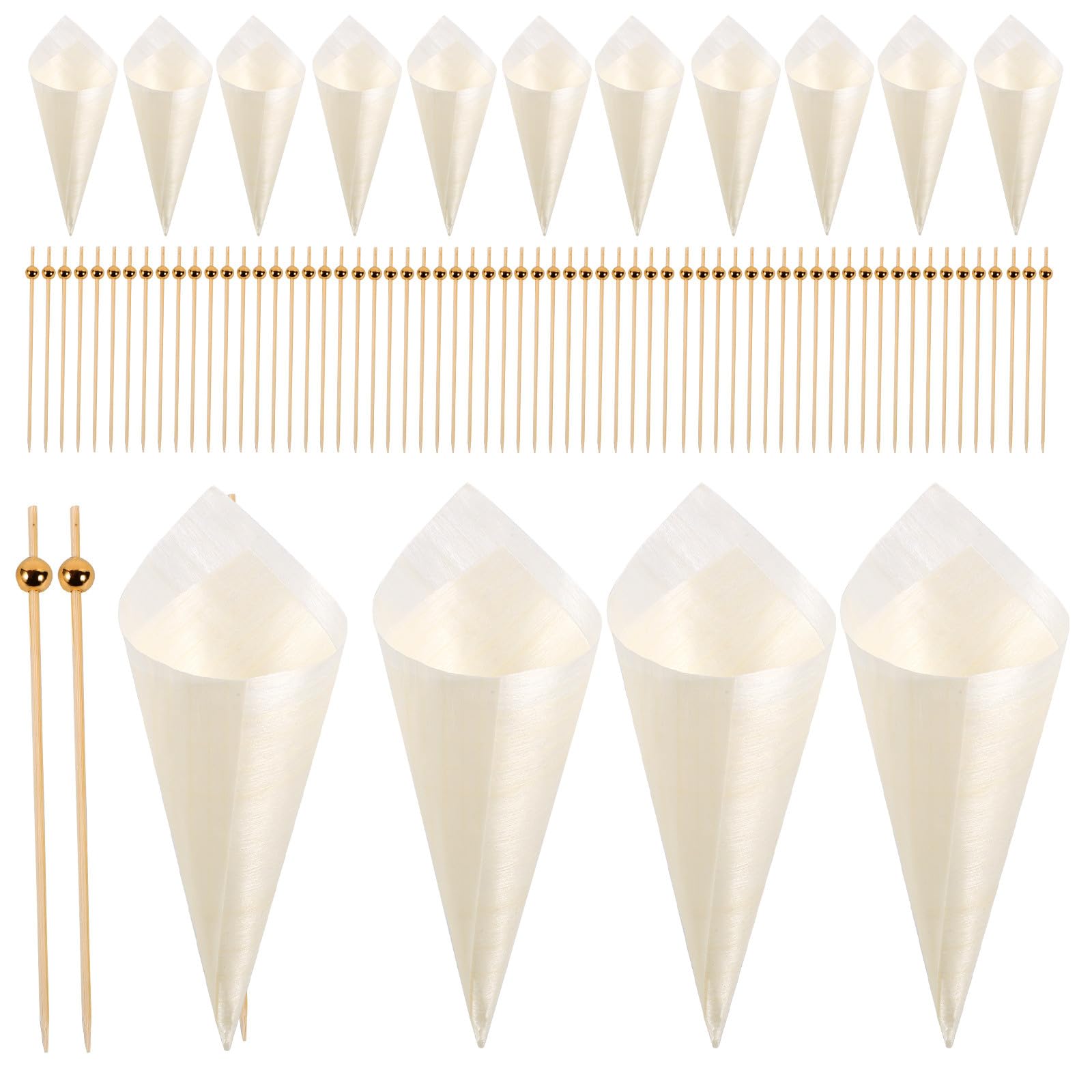 Cornets de glace en bois jetables et cure-dents de fête anti-vaisselle pour apéritif