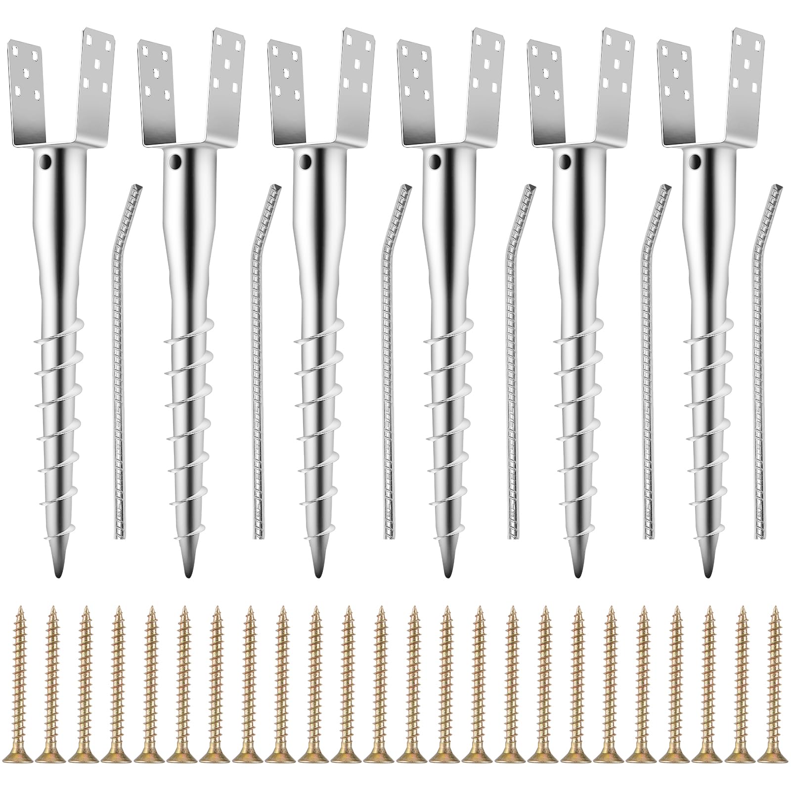 Photo 1 of Hicarer 6 Pack No Dig Ground Anchors for Standard 4 x 4 Posts,Silver