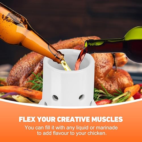 Miniatura 4 de Onlyfire Paquete de 2 estantes de cerámica para asar pollos (grandes) para cerveza, soporte vertical de pollo para aves de corral para horno o