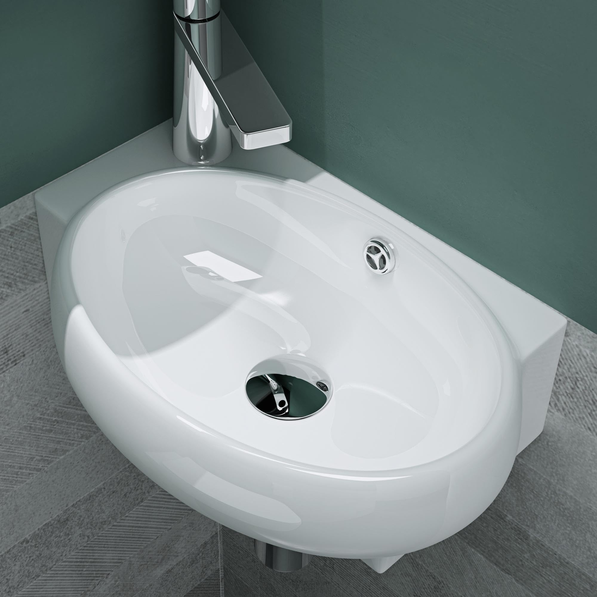 Mai & Mai Petit Lavabo Suspendu Blanc Vasque en Céramique Lave Mains WC Salle de Bain BR001R
