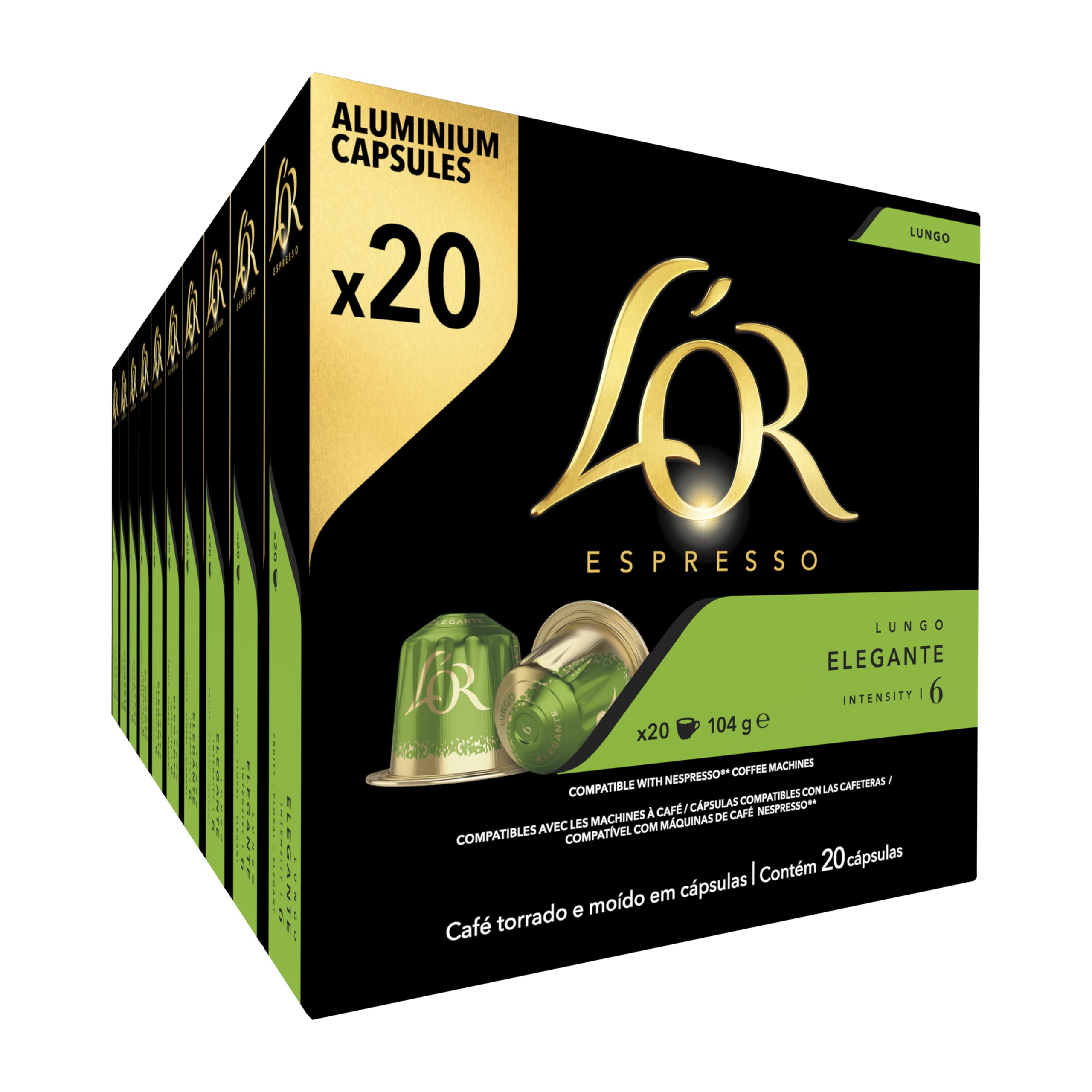 Lorespresso Coffee Cups Lungo Elegant 200 Lungo Coffee Capsules