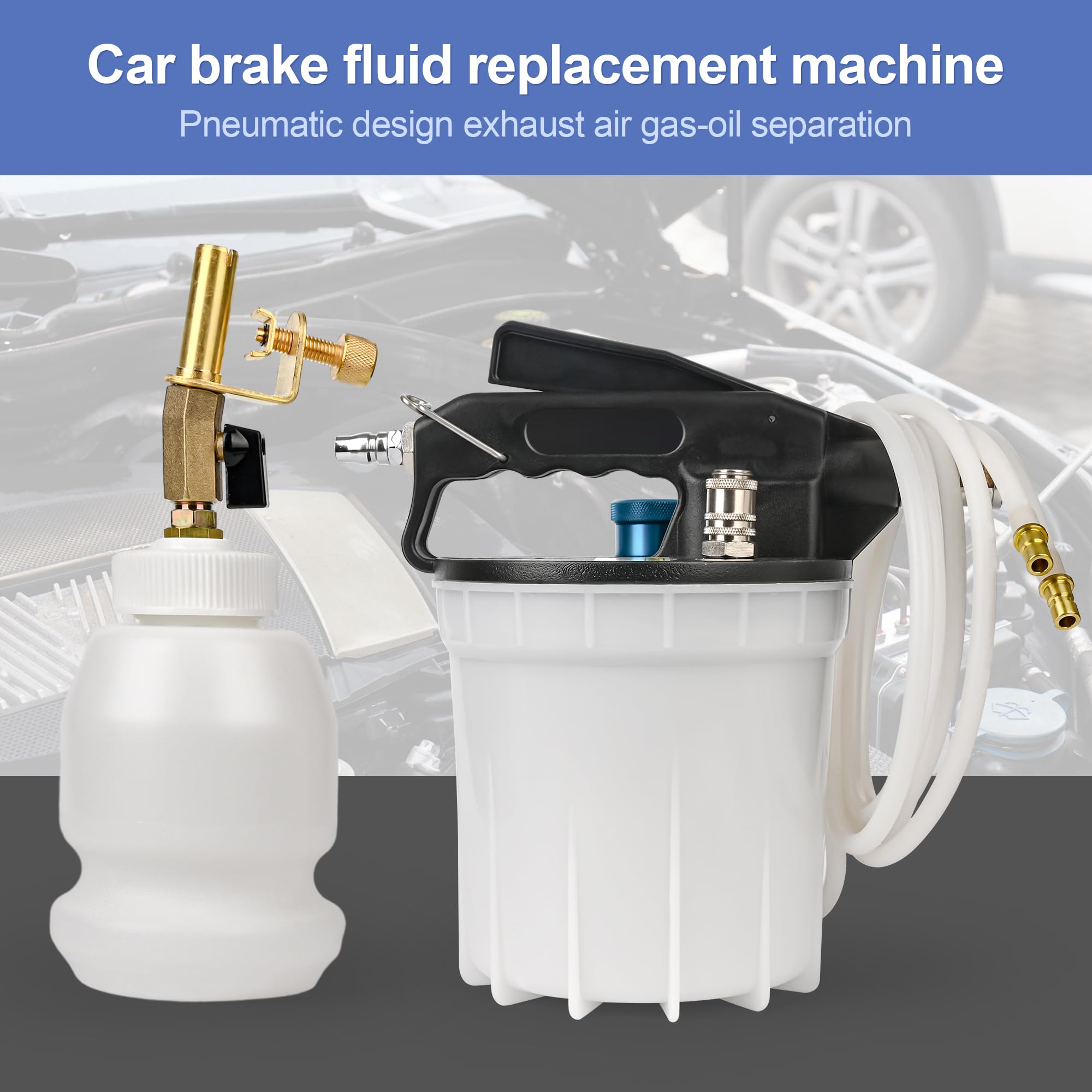 Kit de purgador de frenos al vacío de 2 litros con extractor de líquido de frenos de 2 L y botella de recarga de 1 L, juego de herramientas neumáticas para coche, coche, camión, EE. UU