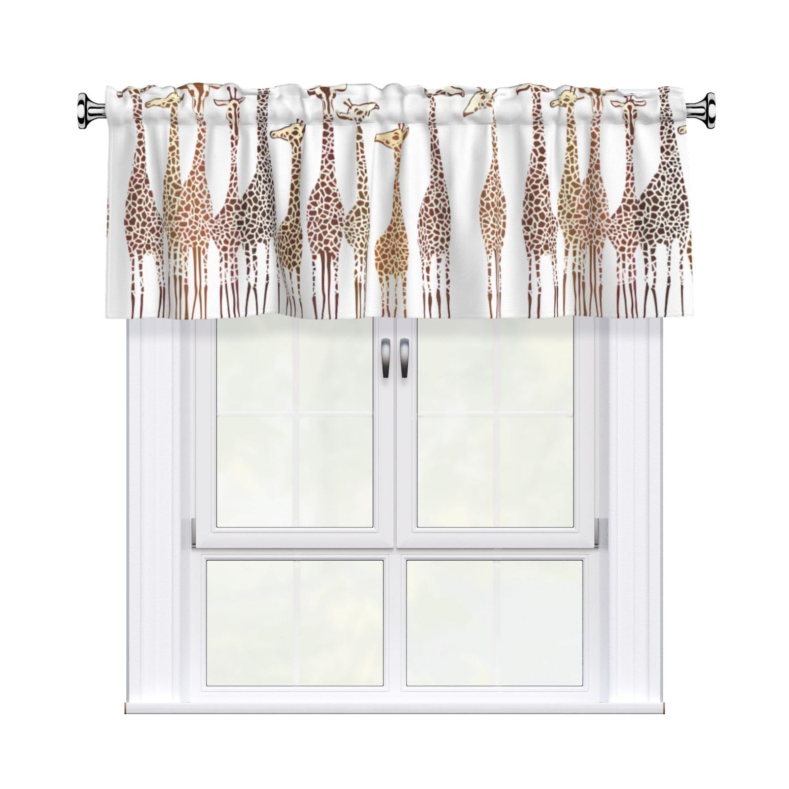 YYHHAOFA Cute Wild Cartoon Giraffes Prints Durable Kitchen Window Layer – 54x18 Inch 100% Polyester Valance with Precision Construction