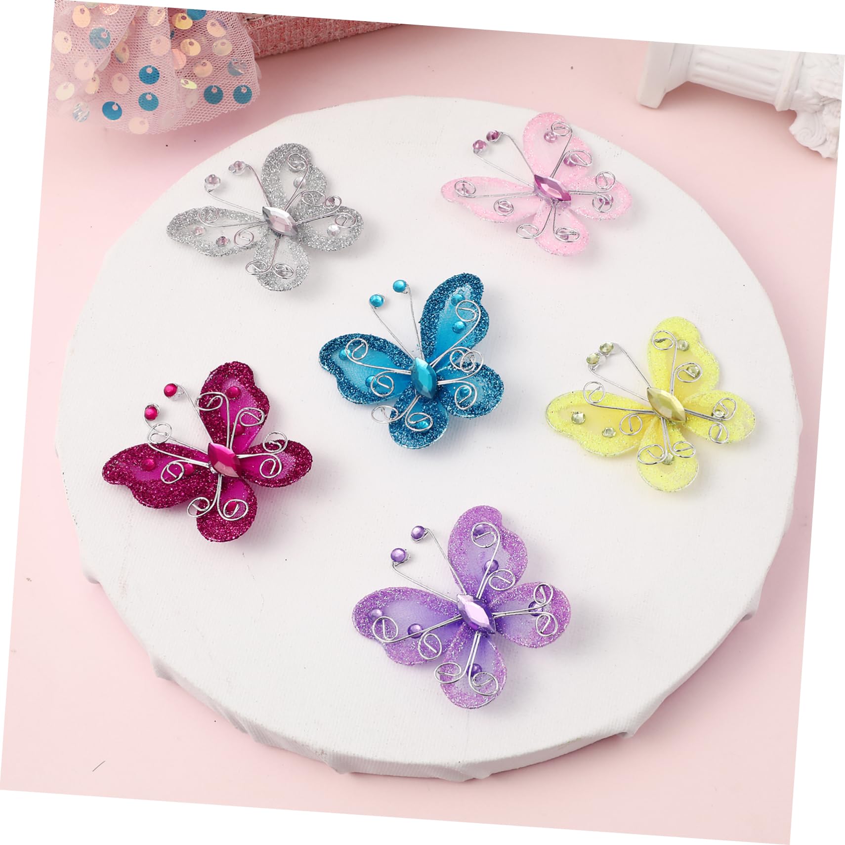 OSALADI 5 Sätze Teiliges Schmetterlings Dekorationen Mit Glitzersteinen Organza Schmetterlinge Für DIY Hochzeitsfeiern Partys Und Wohnraumgestaltung Bastel Accessoires Für 36 Stück * 5