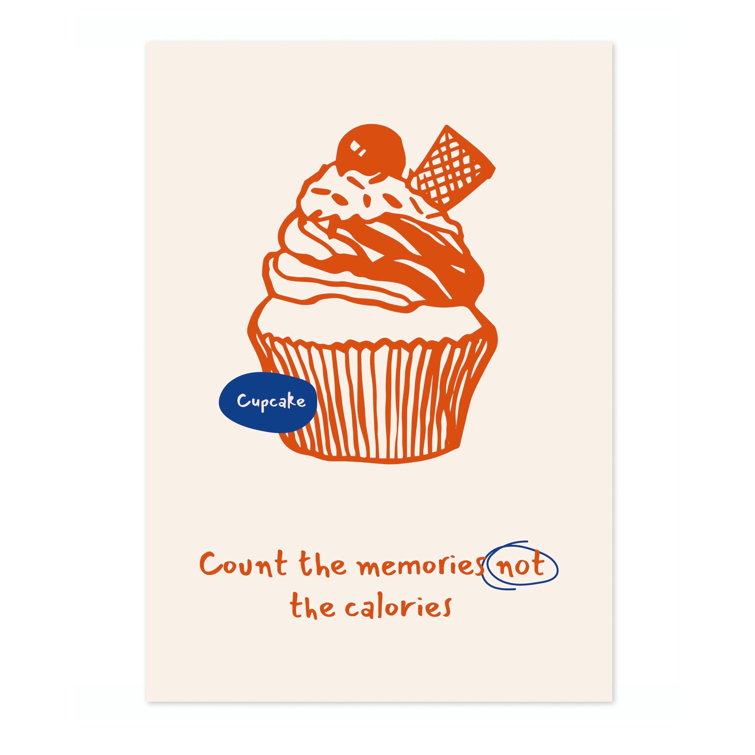 Animato Count The Memories Kitchen Poster, Cooking Baking Quotes Prints, Kitchen Line Food Illustration Wall Art, Funny Humour Quotes Home Decor, Archival Matte, A2 (Print Only) - 59.4x42cm
