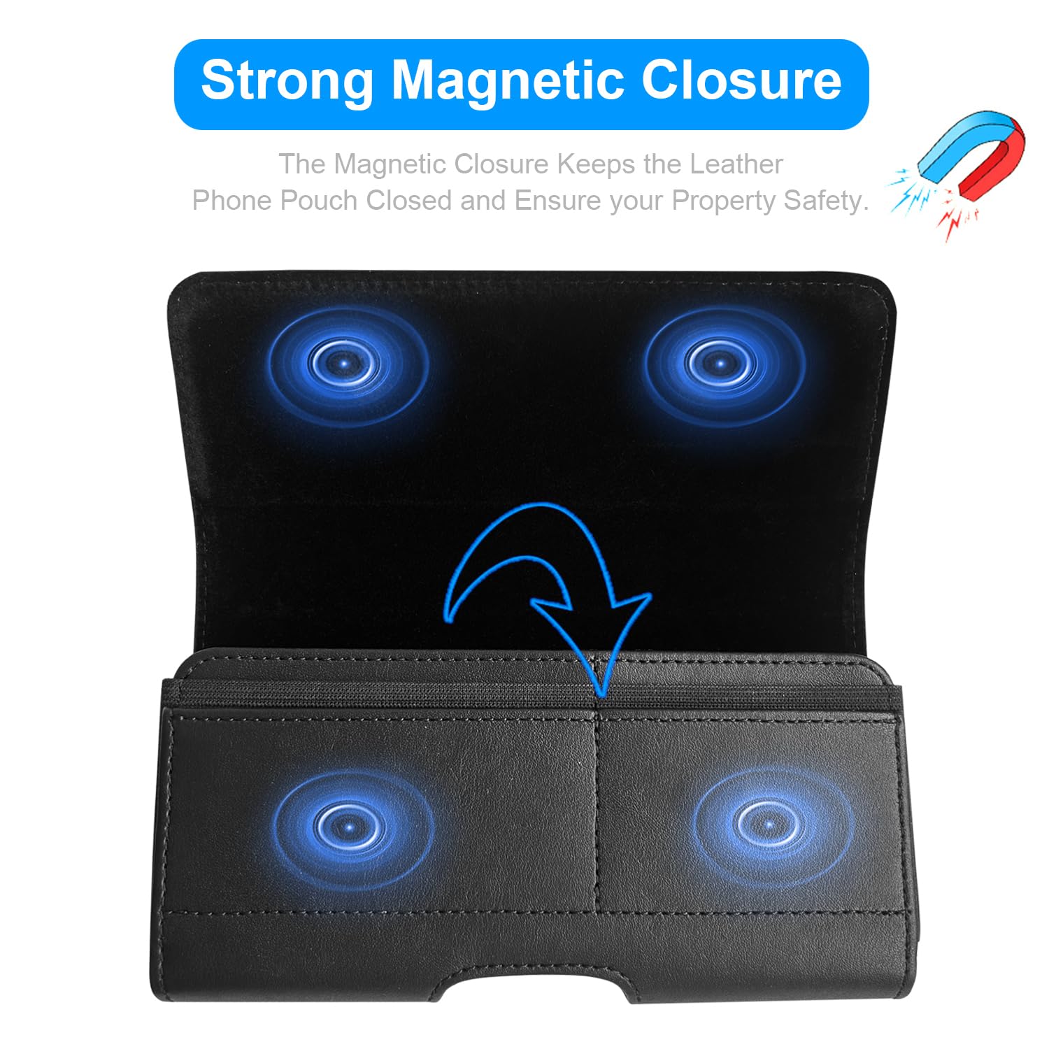 Étui de ceinture horizontal pour téléphone portable iPhone 17 Pro Max, iPhone 16 15 14 13 12 Pro Max, 6,7", fermeture magnétique, avec porte-cartes pour homme, pour Galaxy S25, S24, S23, S22, A33
