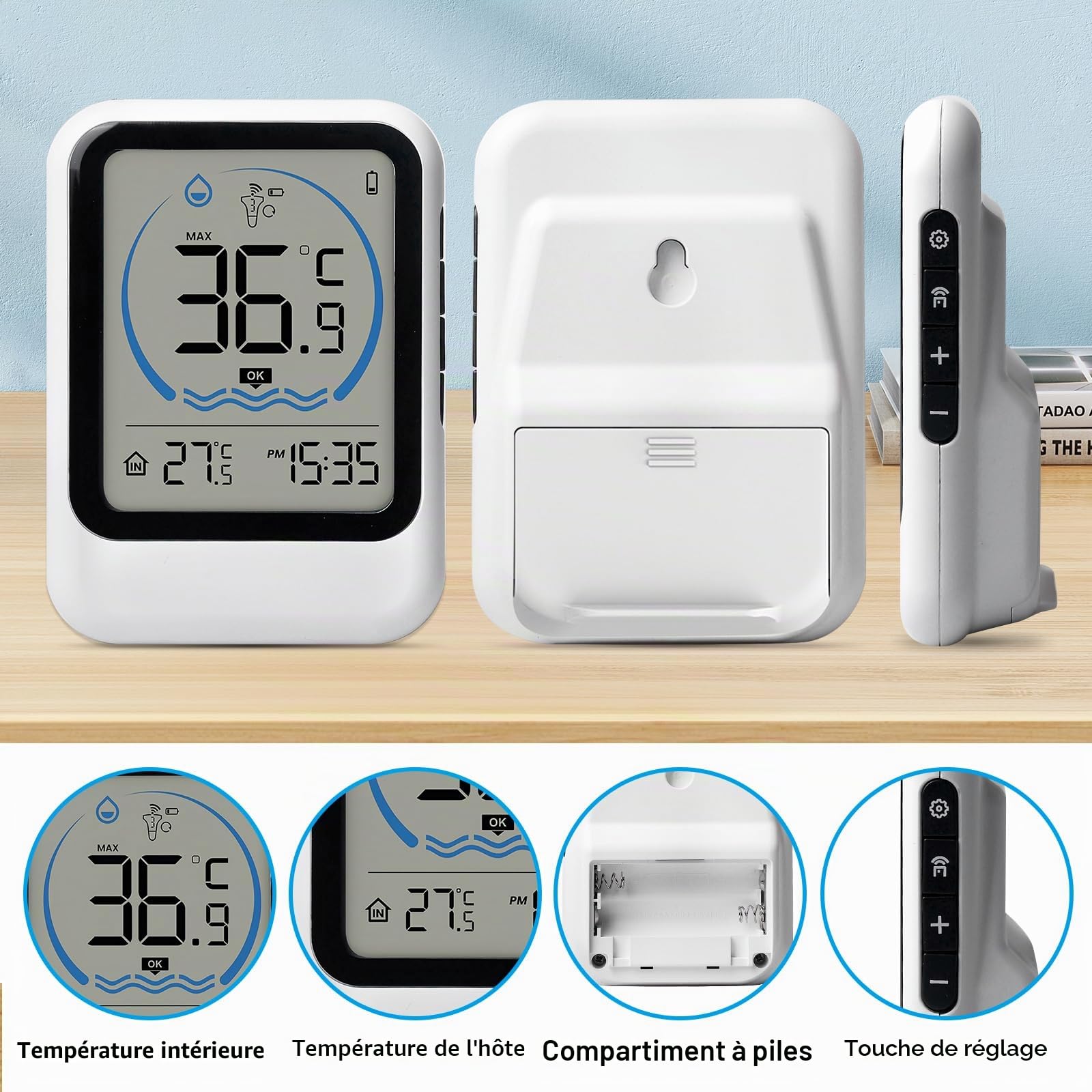 Thermomètre numérique sans fil pour piscine, écran LCD, thermomètre flottant