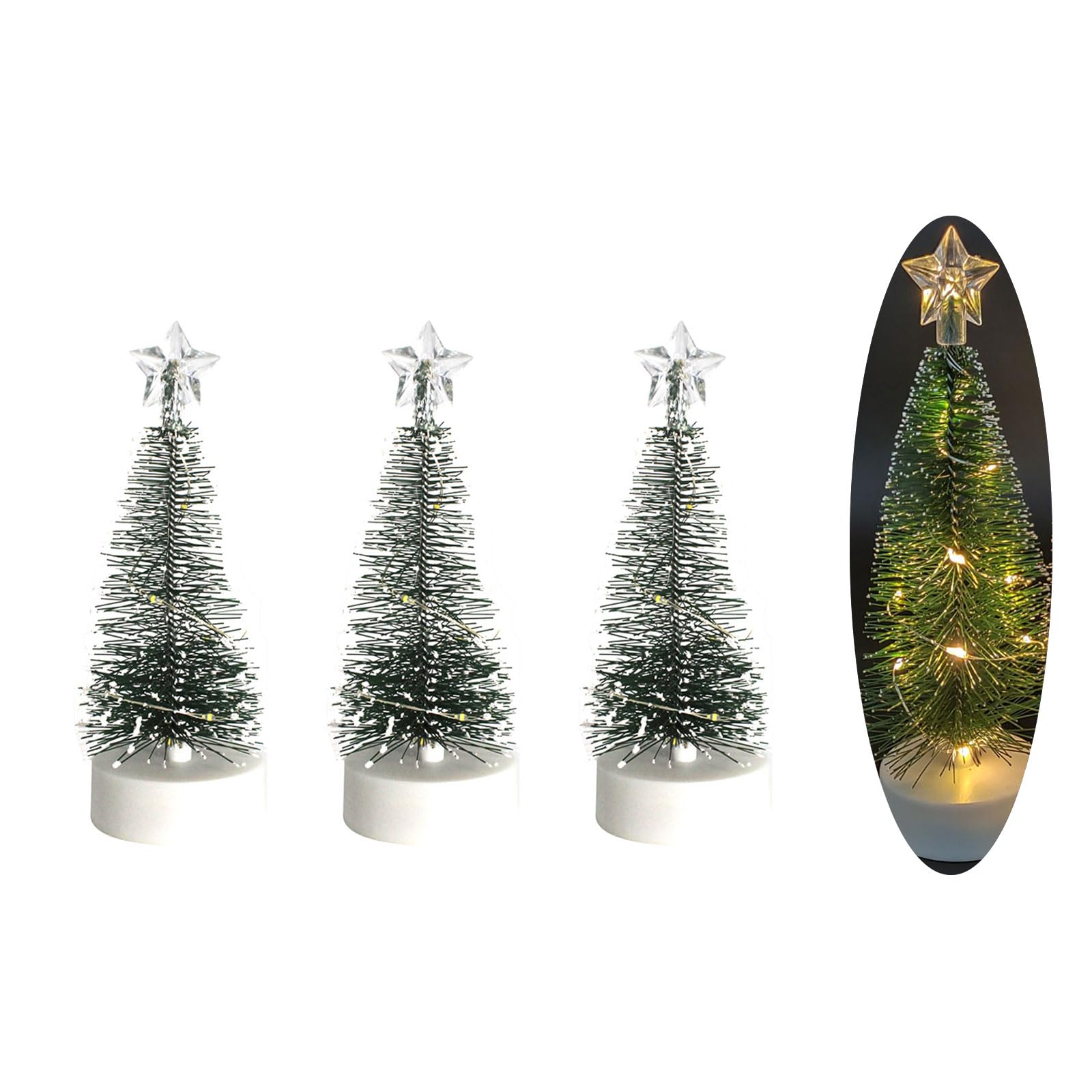 LED Christmas Tree Artificial Snow Simulation Pine Tree Desktop Decorative Christmas Ornaments Decoration LED Decoration