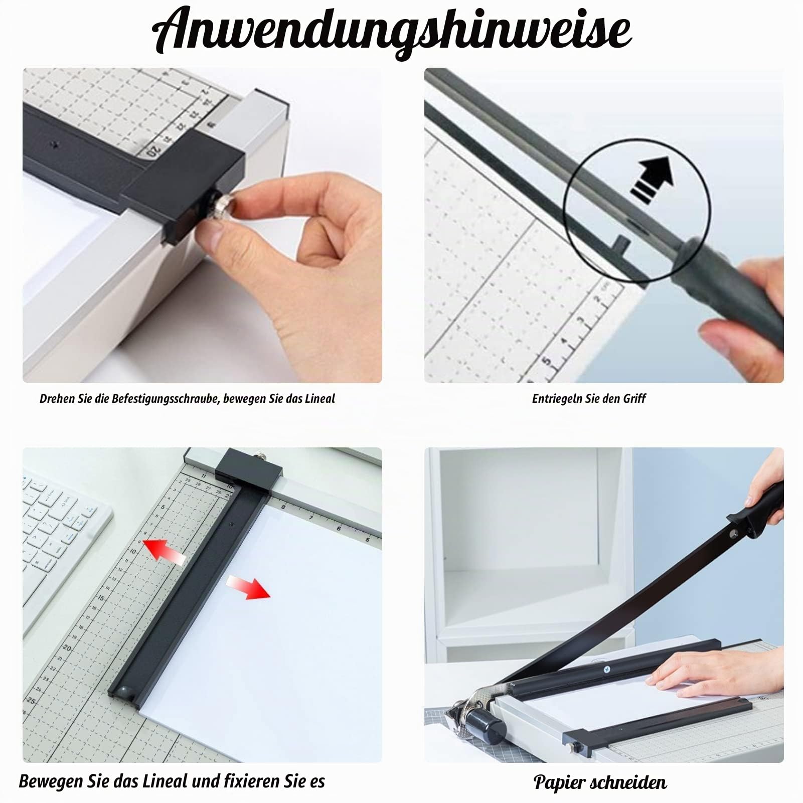 Nictemaw Papierschneider Profi Fotoschneider Hebelschneider Papierschneidemaschine Schneidegerät Schrottmaschineider, für Foto, Papier, Pappe, A4, Weiß