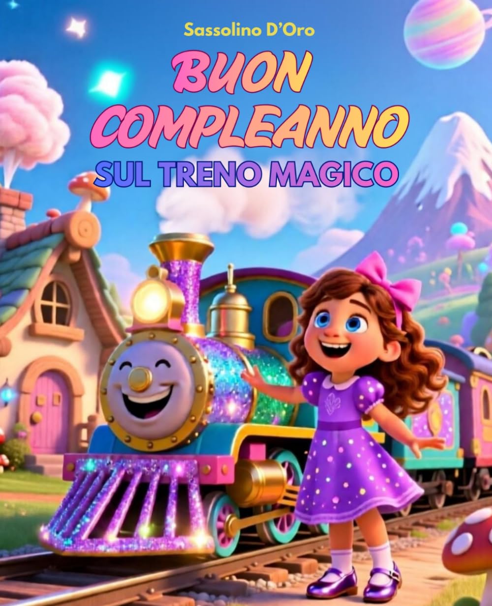 "BUON COMPLEANNO SUL TRENO MAGICO" Regalo di compleanno unico per bambina, storia personalizzabile inserendo il nome della festeggiata. Libro illustrato