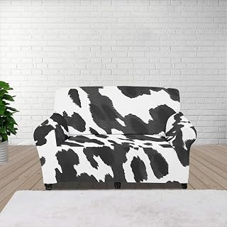 AFPANQZ Black White Cow Print Sofa Cover Stretch Couch Covers 1 Piece Sofa Slipcovers for Living Room Office Couch with Non Skid Foams 55" to 72.8" Armchair Sofa 1 Seater
