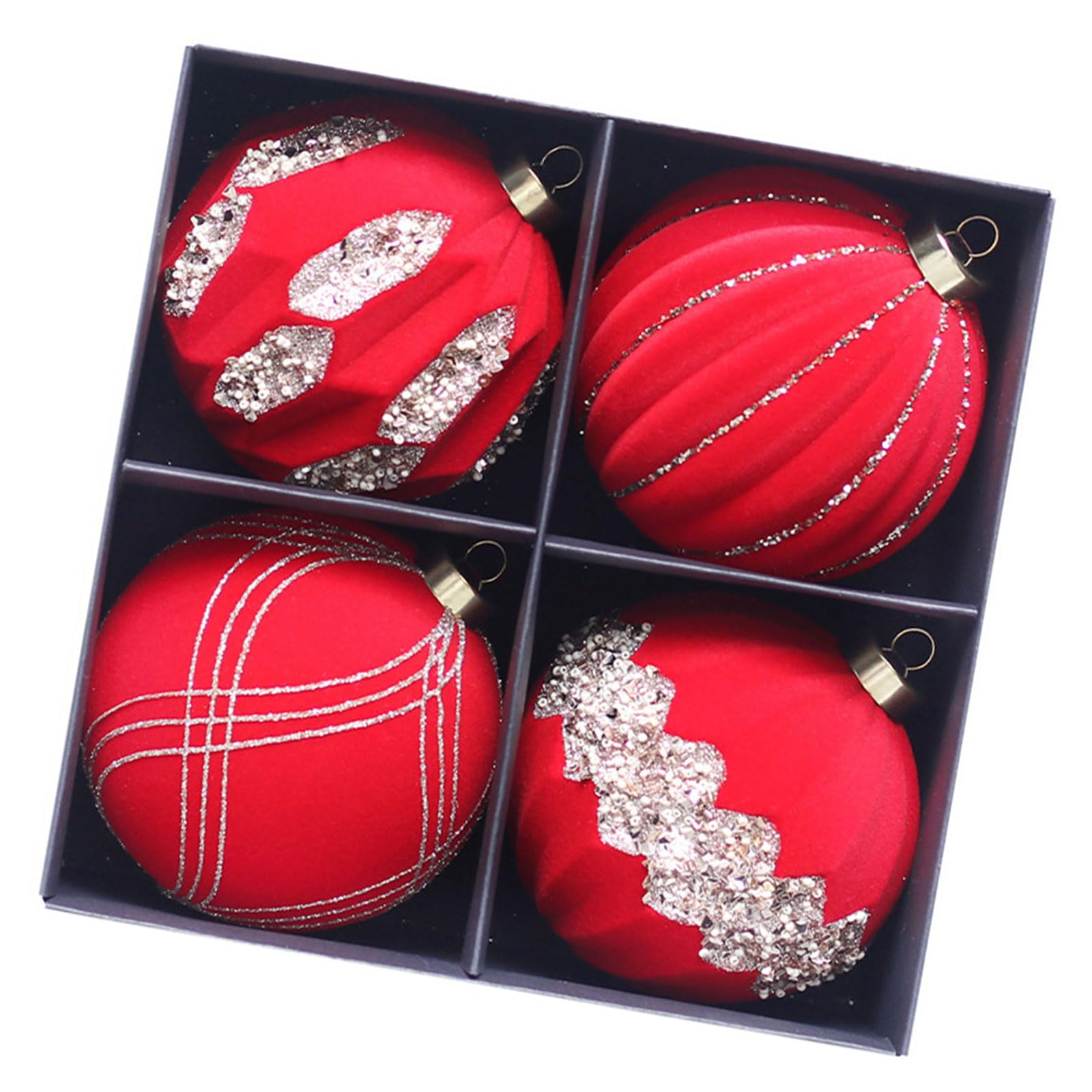 Tsophreniq 4pcs Festival Christmas Sphere Ornament Flocking Christmas Sphere Ornament for Indoor Baubles Decorations Tree