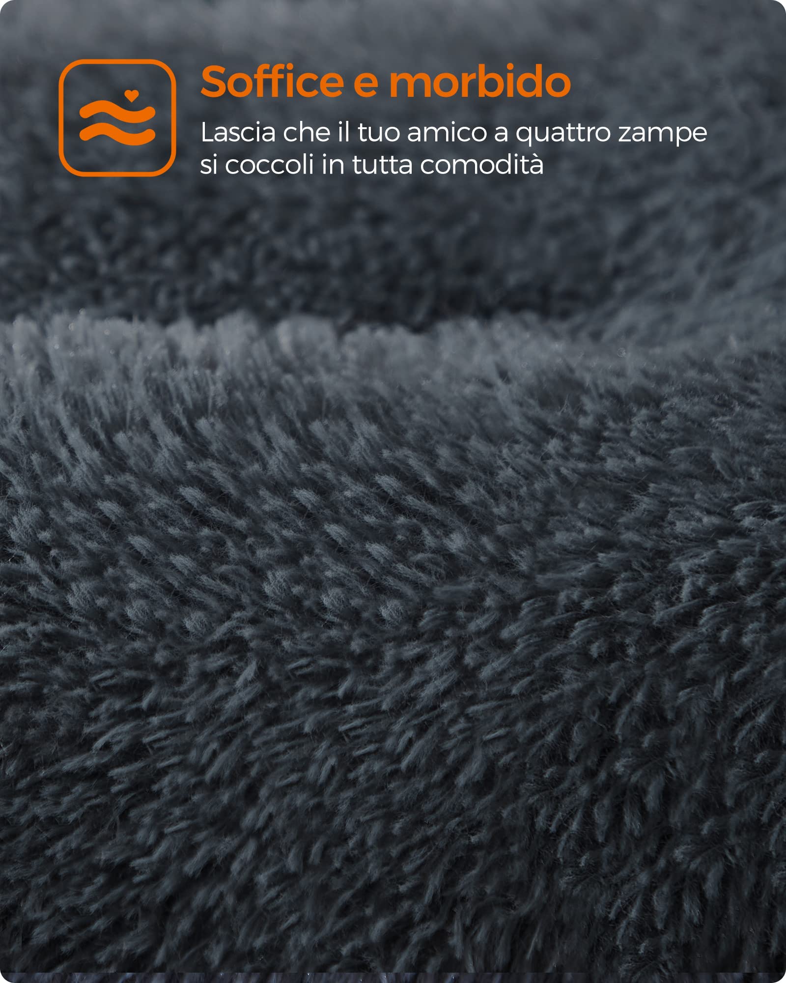 Feandrea Cuccia per Cani, Tappetino per Animali di Peluche Morbida, 95 x 60 cm, Imbottitura Soffice, Lavabile in Lavatrice, Cuscino per Cani Multiuso, Grigio Scuro PGW202G02