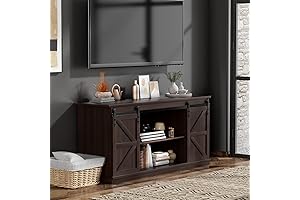 Stylish Dark Brown Farmhouse TV Stand for Entertainment and Storage