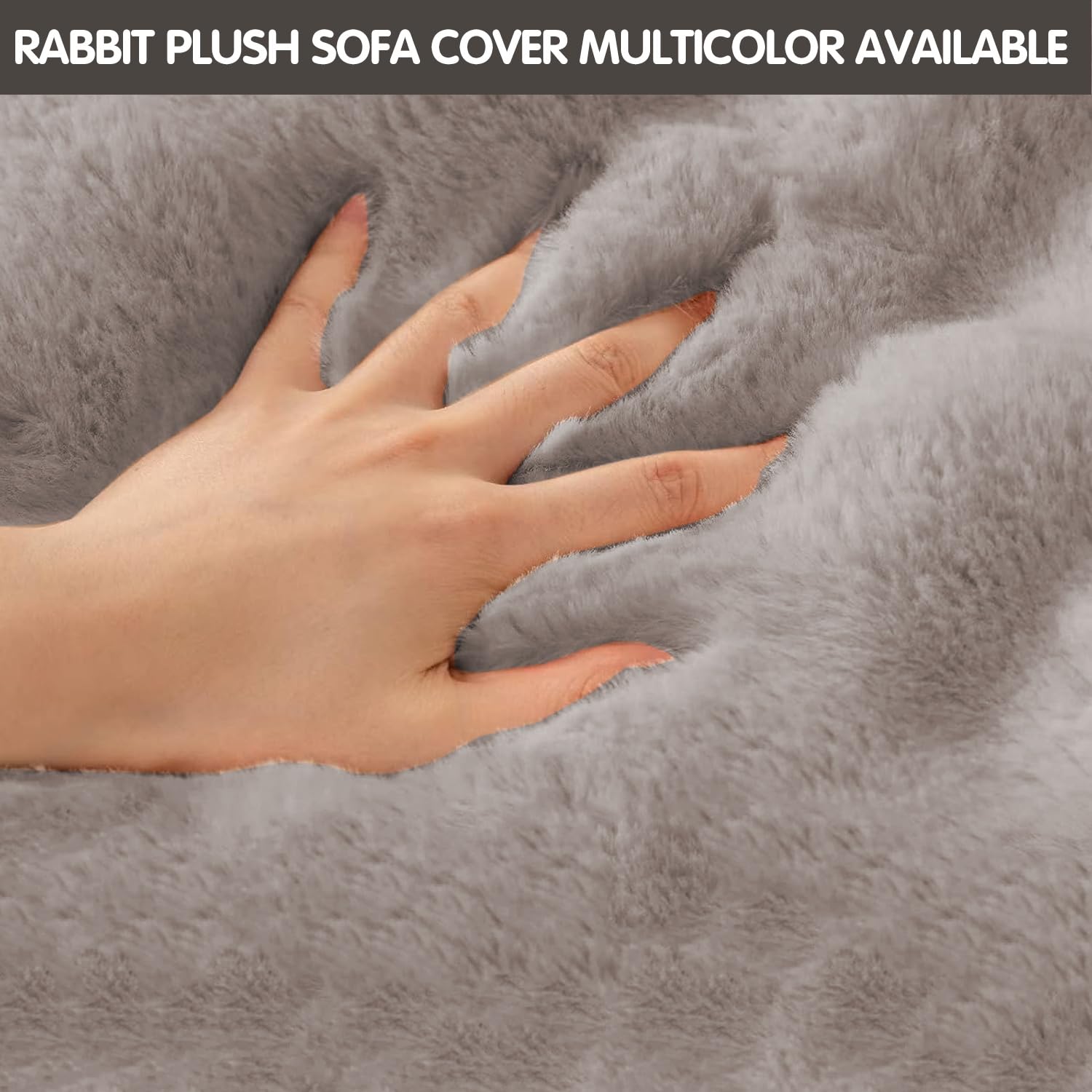 Thick Rabbit Plush Sofa Covers 1 2 3 Seater, Non-Slip Sofa Slipcovers for Corner L Shape Funny Fuzzy Sofa Cover - Image 4