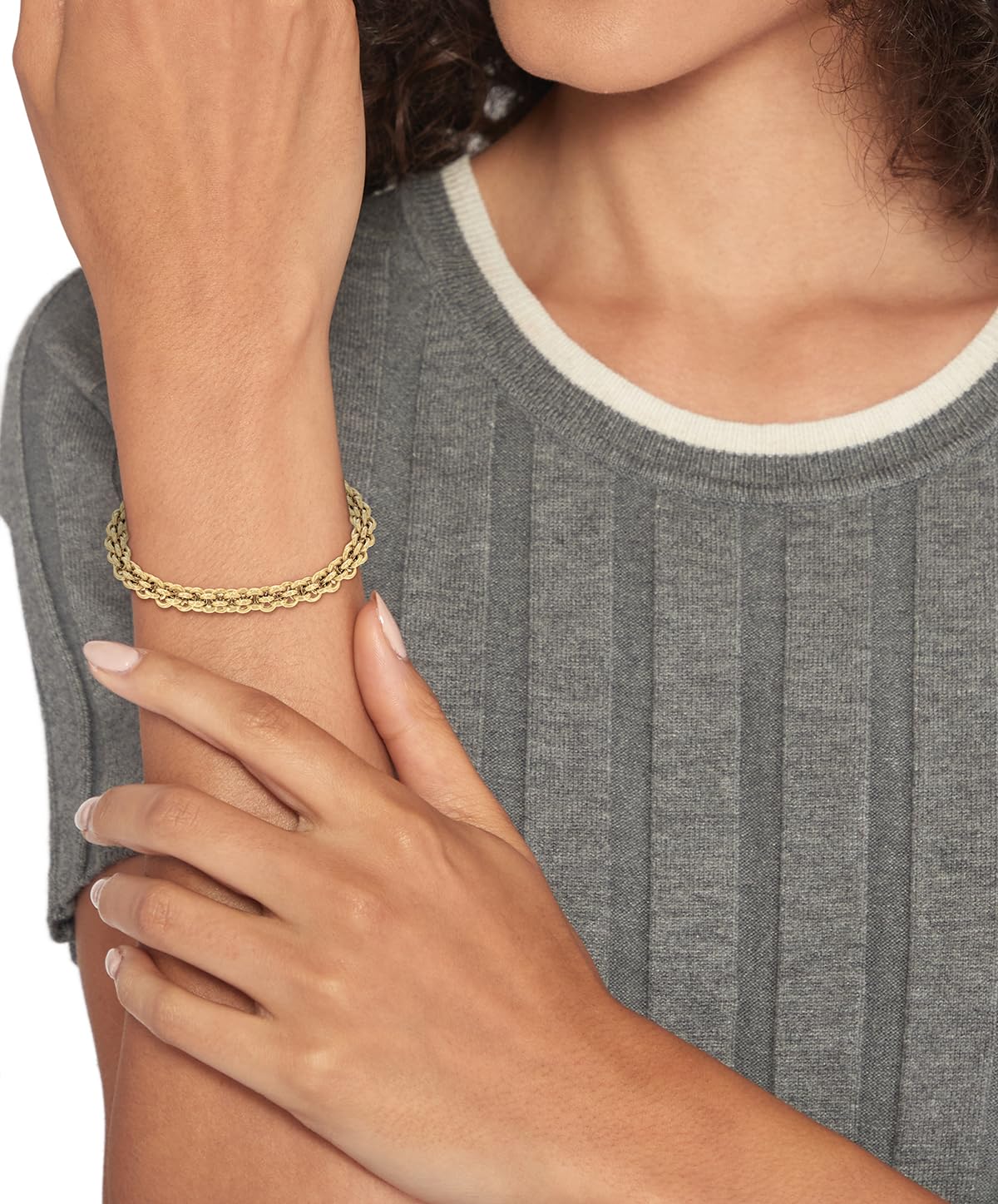 Tommy Hilfiger Jewelry Gliederarmband für Damen aus Edelstahl in der Farbe Gelbgold, Länge 18cm, 2780842