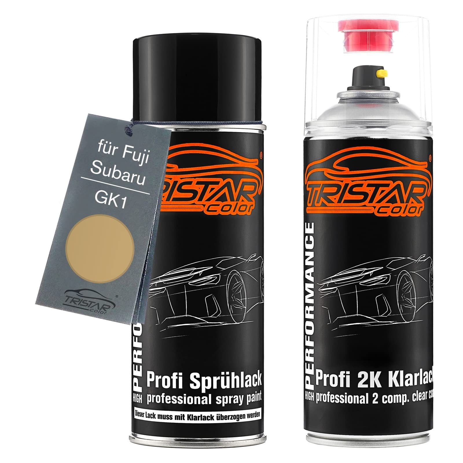 TRISTARcolor Kit Bombe Peinture 2K Or BBS Gold Metallic Pour Fuji/Subaru GK1 - 400ml Base + 400ml Vernis Clair 2 Composants - Qualité Pro Allemande