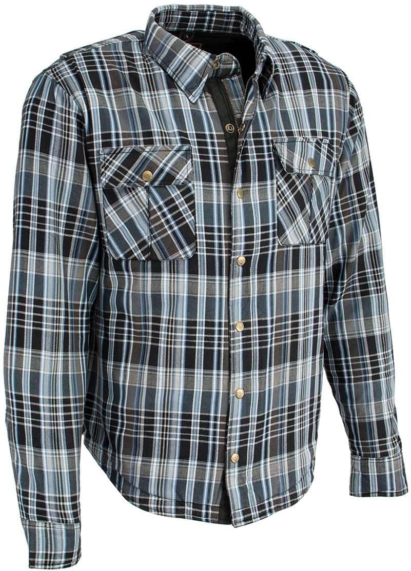 Milwaukee Leather MPM1626 Men’s Plaid Flannel Biker Shirt with CE Approved Armor – Reinforced w/Aramid Fiber Milwaukee Leather MPM1626 Men’s Plaid Flannel Biker Shirt with CE Approved Armor – Reinforced w/Aramid Fiber