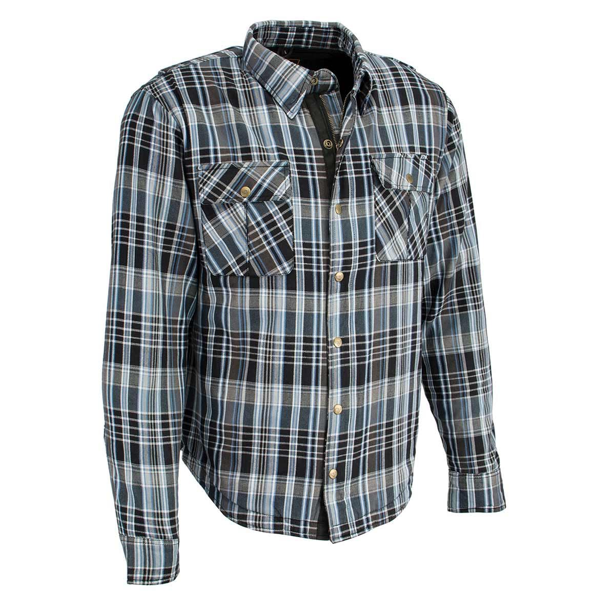 Milwaukee Leather MPM1626 Men's Plaid Flannel Biker Shirt with CE Approved Armor - Reinforced w/Aramid Fiber - X-Large Multi