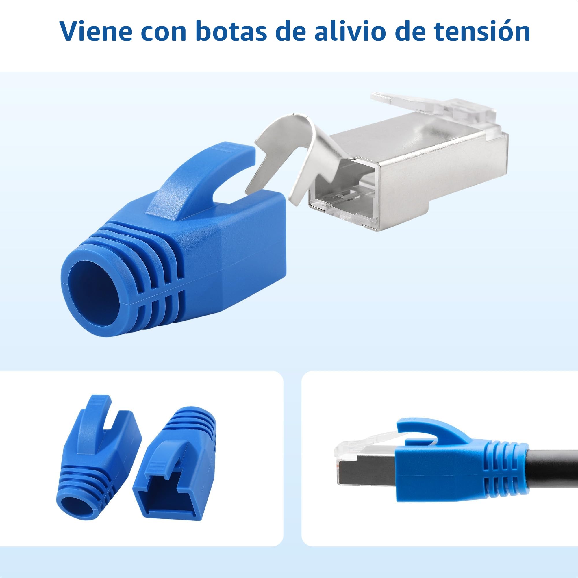 Cable Matters Pack de 20 Conectores Apantallados RJ45 Cat8 Cat7 Cat6 Pass-Through para Cable Ethernet Sólido o Trenzado