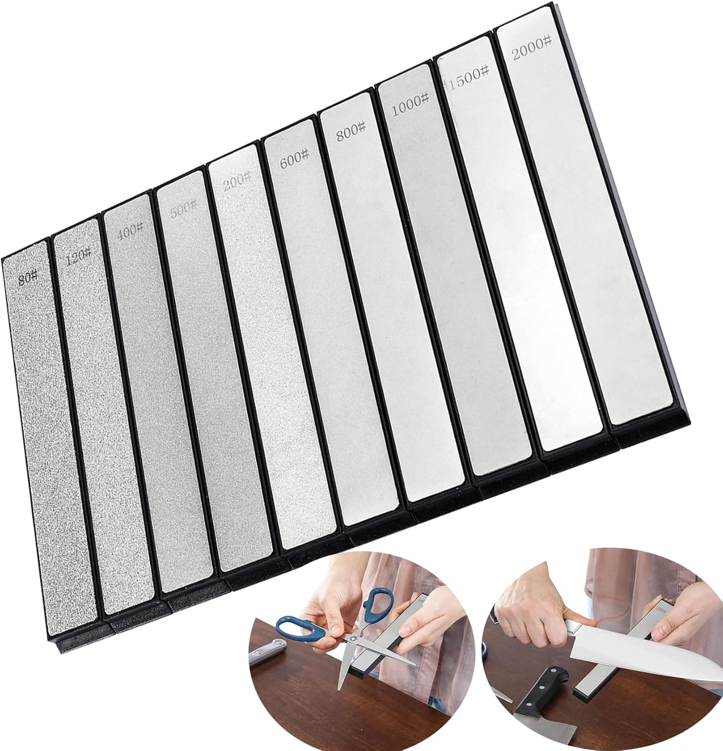 Wuden10Pcs Diamond Knife Sharpening Set, Diamond Whetstones with Non Base for