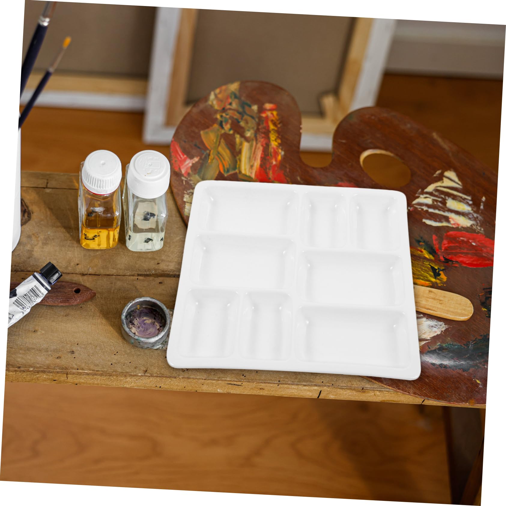 jojofuny Keramikpalette Quadratisch Mit Farbnäpfchen Leer Für Aquarellfarben Und Pigmentmischen Als Künstler Zubehör
