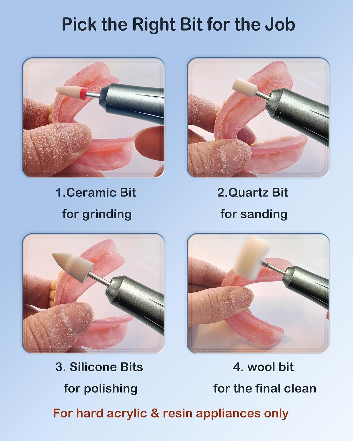 Cordless 35000 RPM Polishing Repair Kit for False Teeth with UV Light image 4