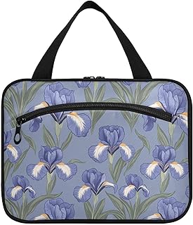 Bolsa de viaje colgante retro color azul marino con gancho, bonito kit de afeitado para hombres para artículos esenciales para mujeres, bolsa de viaje para guardar maquillaje M, Iris retro azul marino