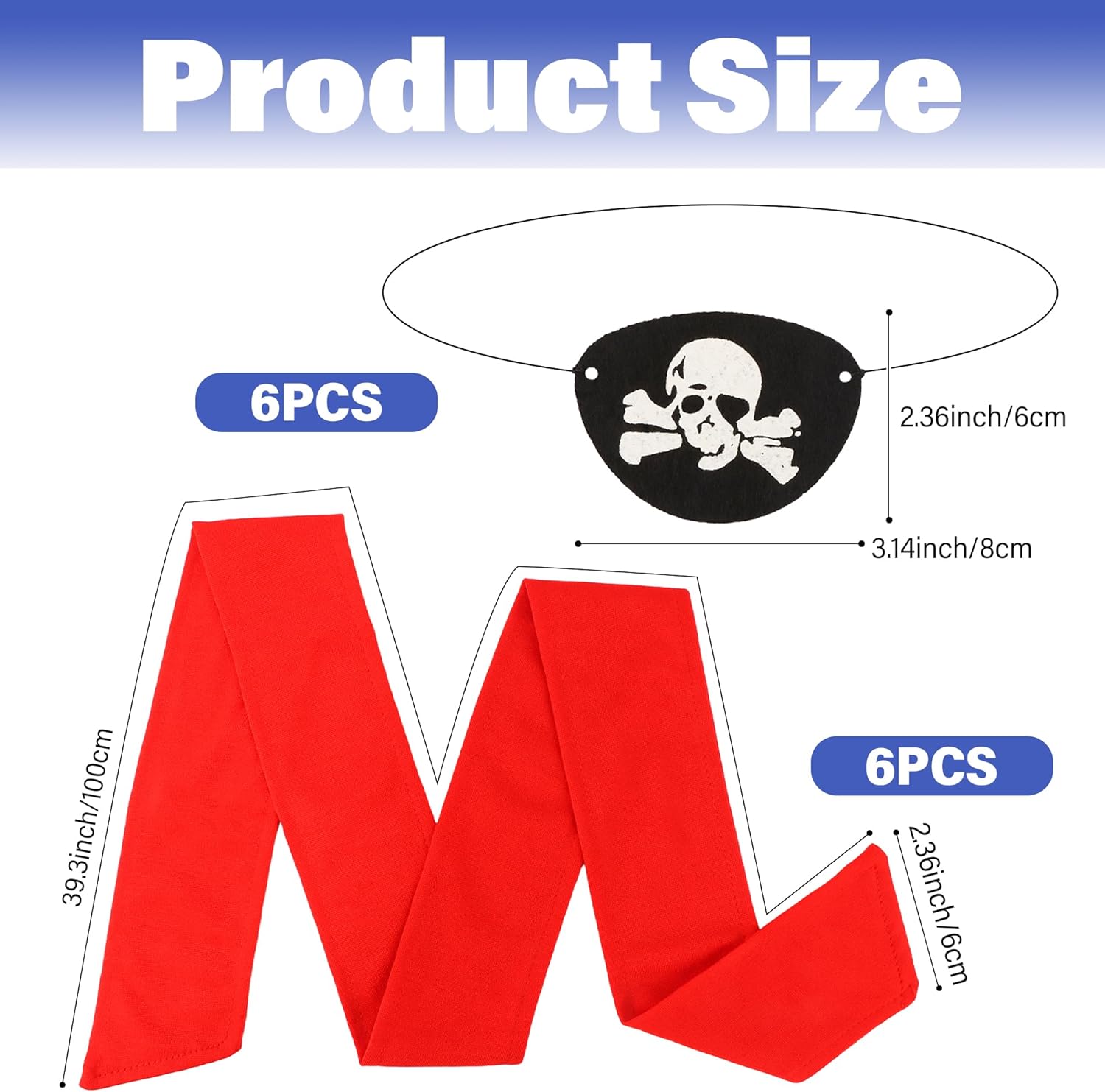 Chanaco 12Pcs Pirate Accessories Costume Women Pirate Bandana Supplies for Men Eye Patches and Headband Outfit Party Favors for Cosplayer - Image 6