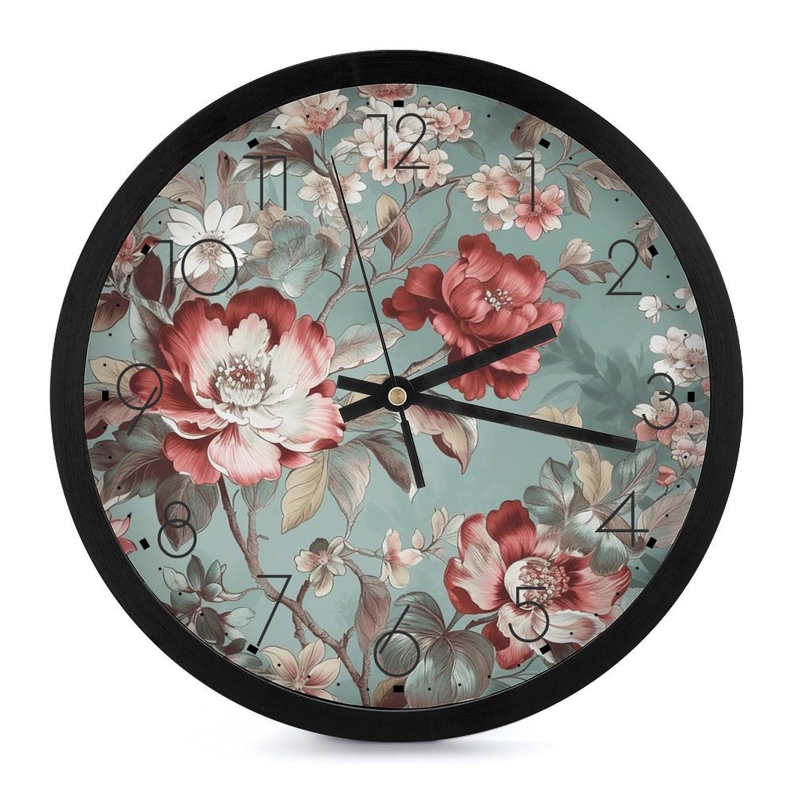 Horloge murale silencieuse sans tic-tac motif floral salon