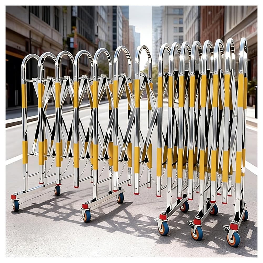 Barrière de circulation mobile en acier inoxydable avec roues pivotantes 360°