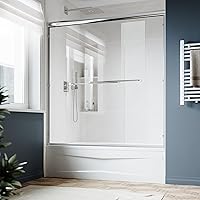 Vista 52 de SUNNY SHOWER B020, puertas de regadera deslizantes sin marco (56 - 60 x 72 pulgadas), cristal de 1/4 pulgada, acabado cromo