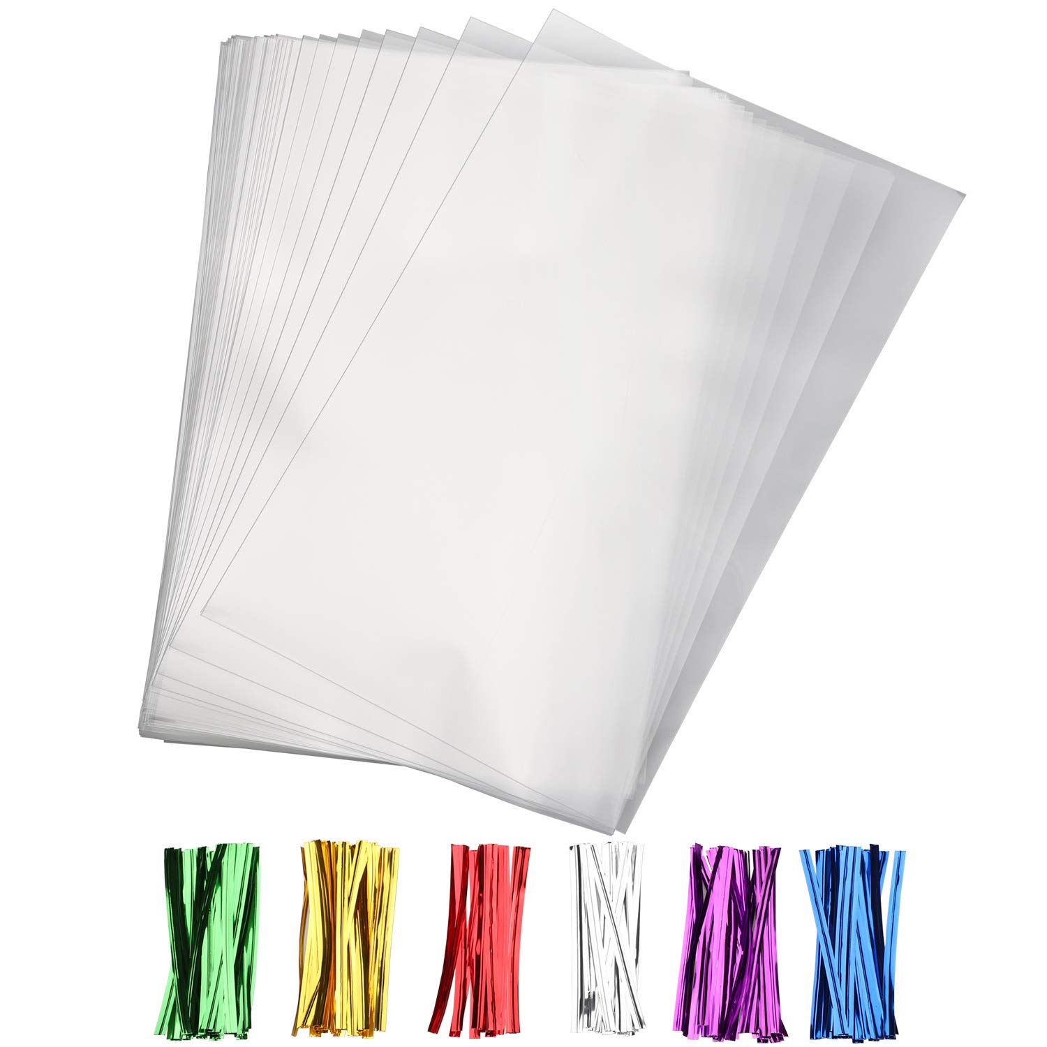 Nobranded 100 pcs Clear 6" x 10" Flat Cello Cellophane Bags Poly Treat Bags 2.8 mils for Gift Wrapping, Bakery, Cookie, Candies, Toast, Dessert, Party