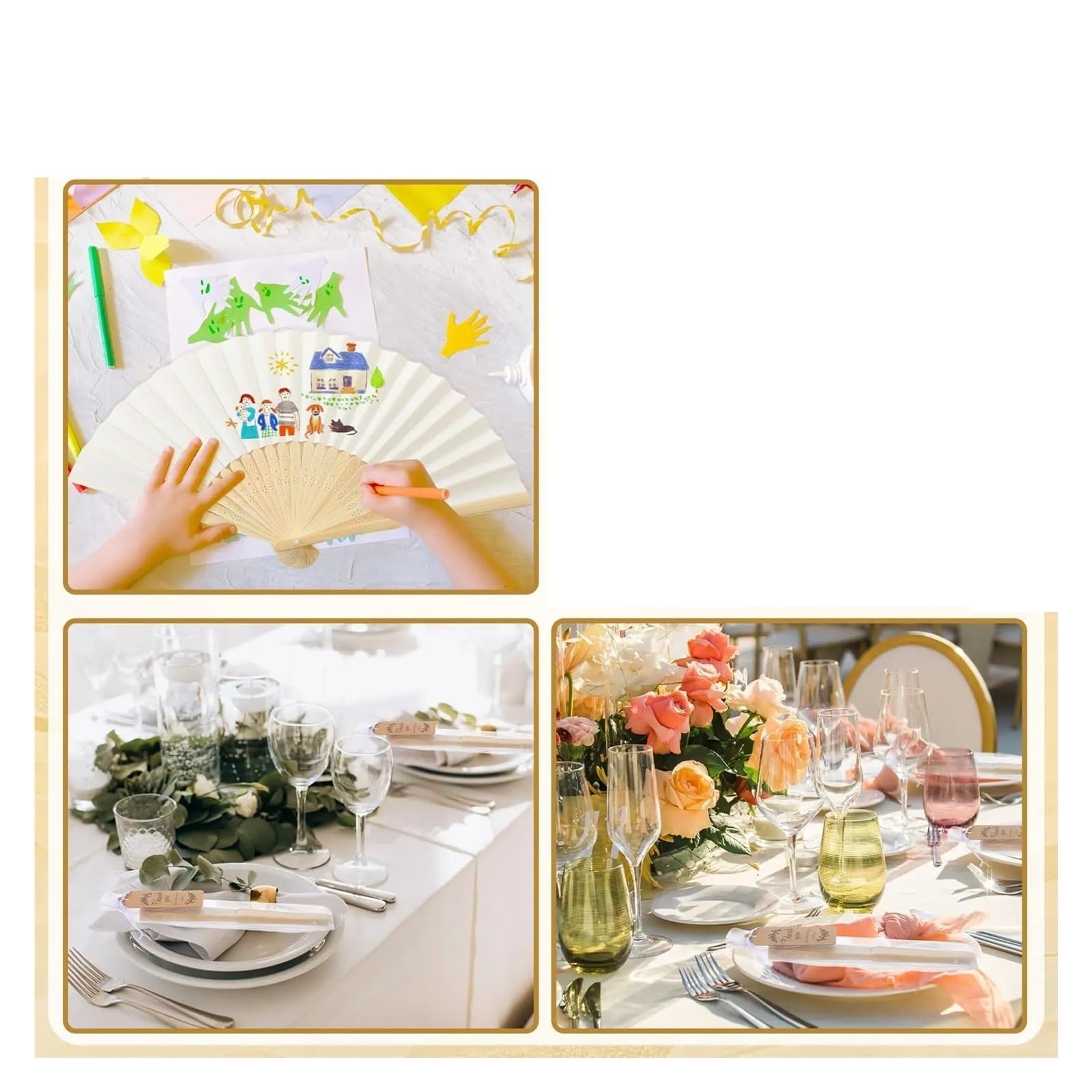 30 Stück Hochzeits-Handfächer, Faltfächer for Gäste, Papierfächer for Hochzeit Für Haushalt Wohnen(White)